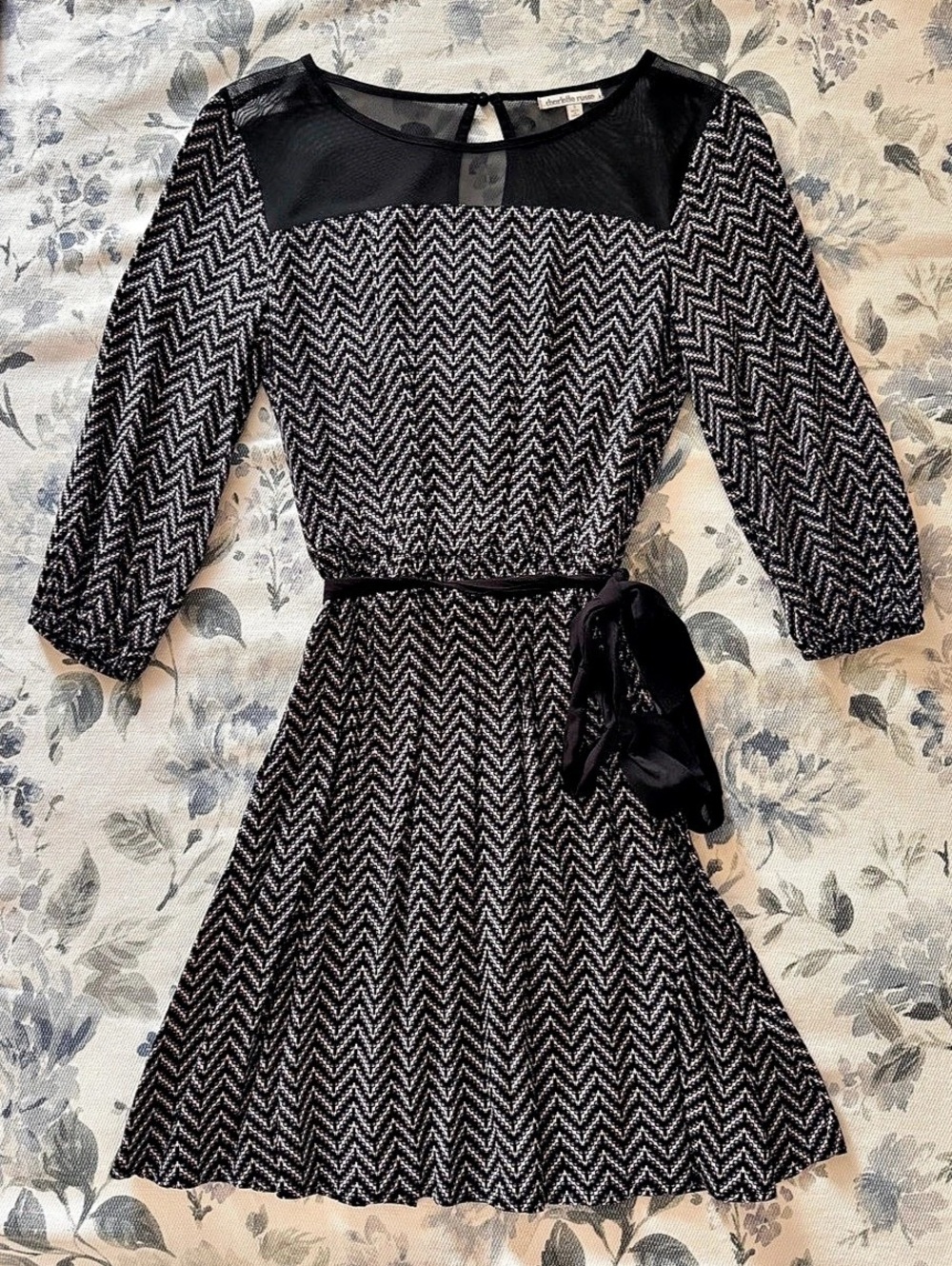 Black, Blue & White Mini Dress